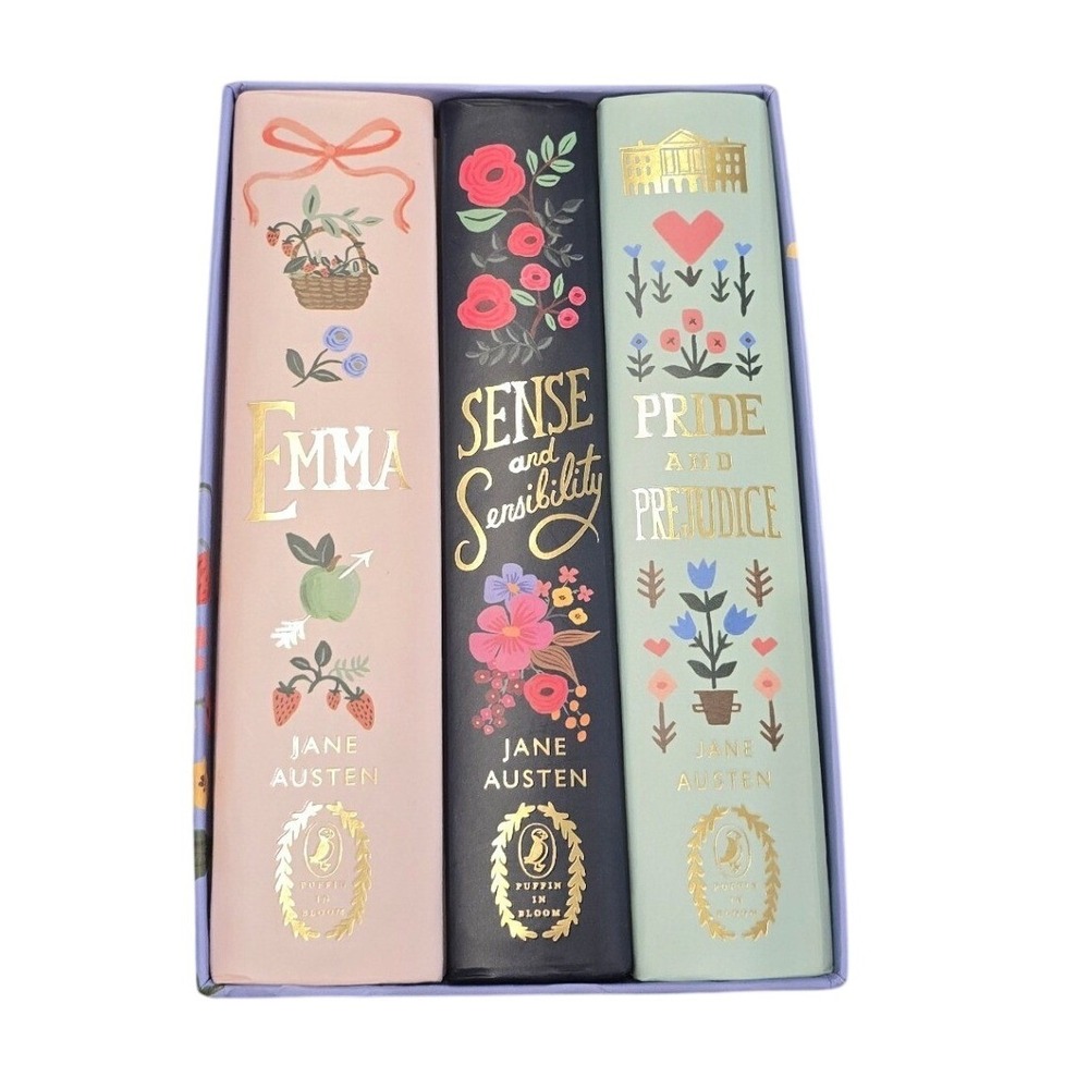 Puffin in Bloom Jane Austen Gift Set Hardcover 3-Book Boxed Set Rifle Paper Co
